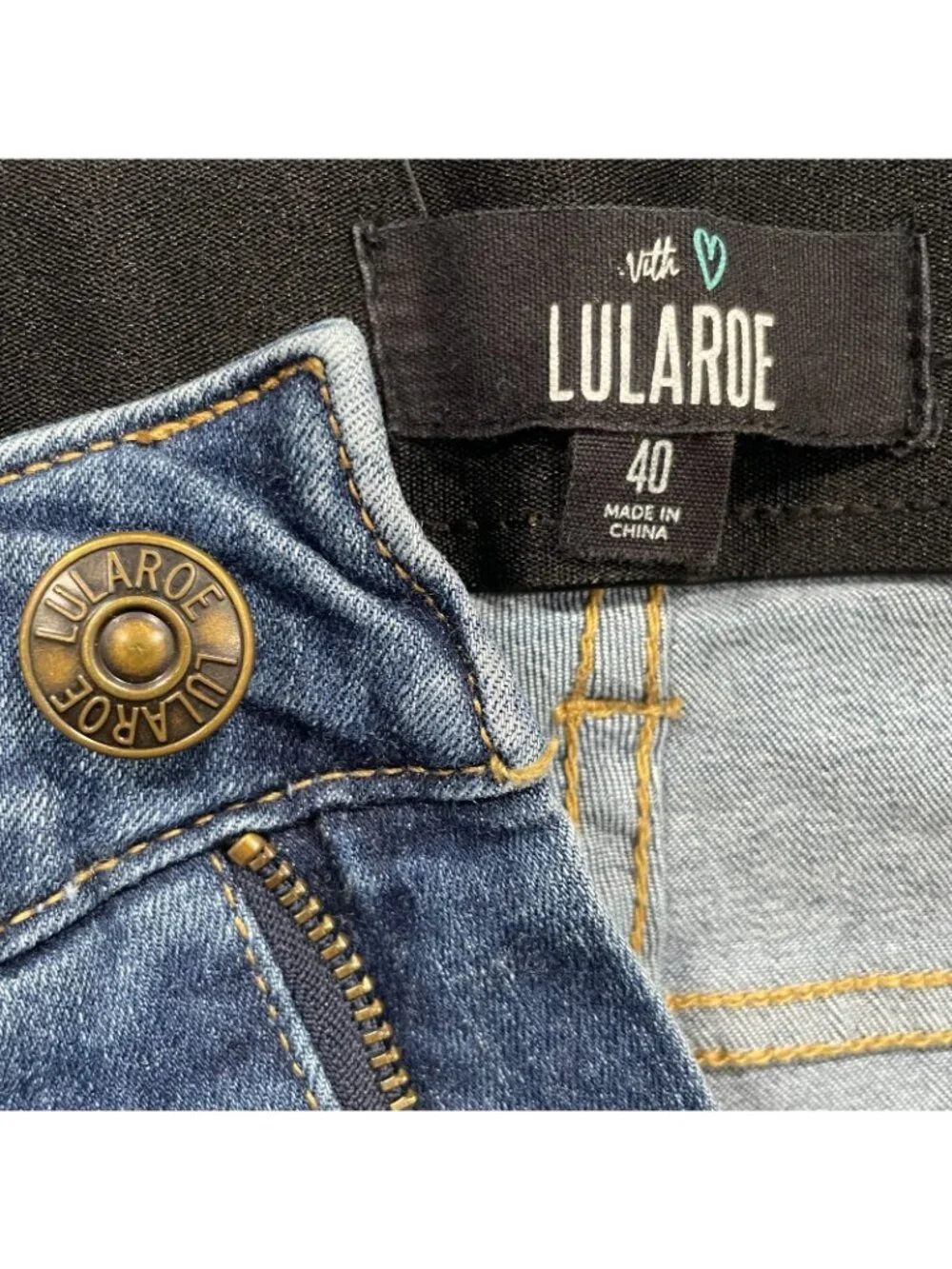 Lularoe Denim Skinny Jeans Womens 40 High Rise Magic Waistband Slimming Blue